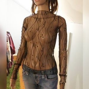 2 black sheer tops size os